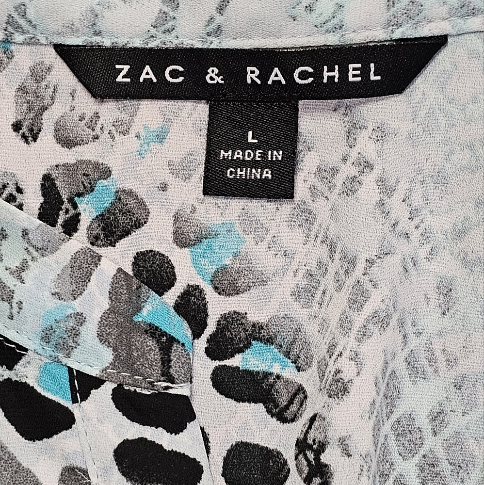 Zac & Rachel Tunic Top Animal Print 3/4 Sleeve Layered Hem Women's Size Large - Picture 4 of 10